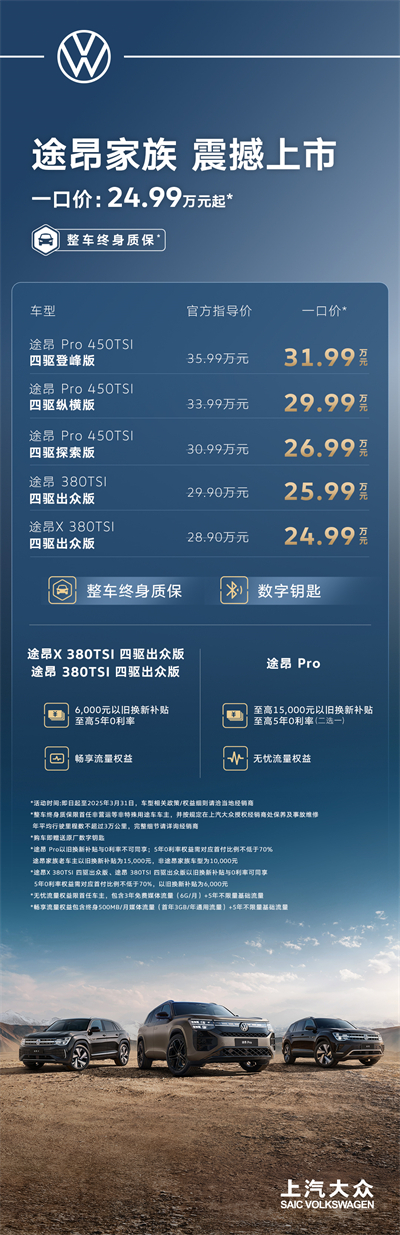 途昂 Pro 一口价26.99万元起！搭载第五代EA888发动机，开启全境旅程